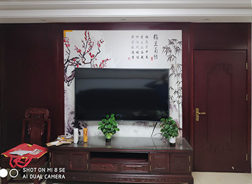定安中式家庭装修电视柜效果展示
