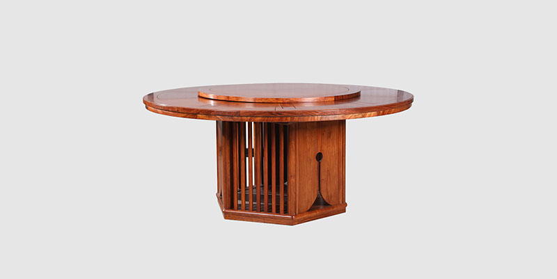 定安中式餐厅装修天地圆台餐桌红木家具效果图